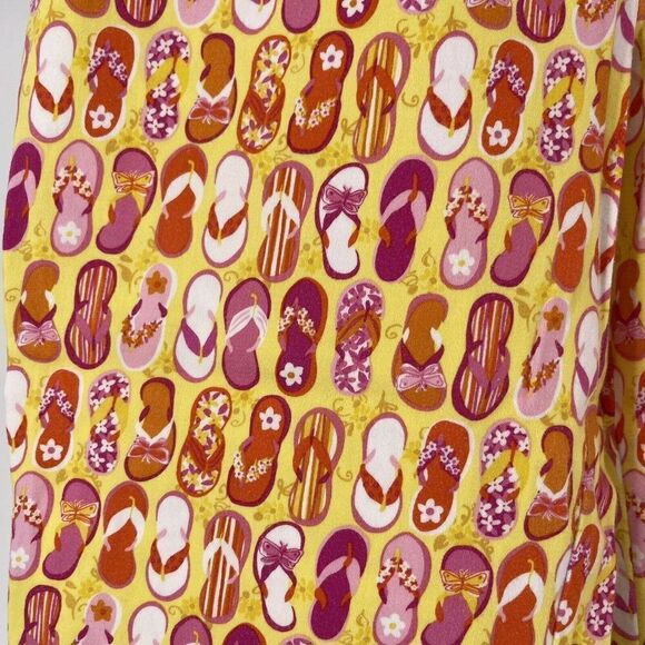 Alanni Capri Pants Flip Flop Pattern Yellow Pink Beach Mid Rise Womens Size 12 - Picture 4 of 7